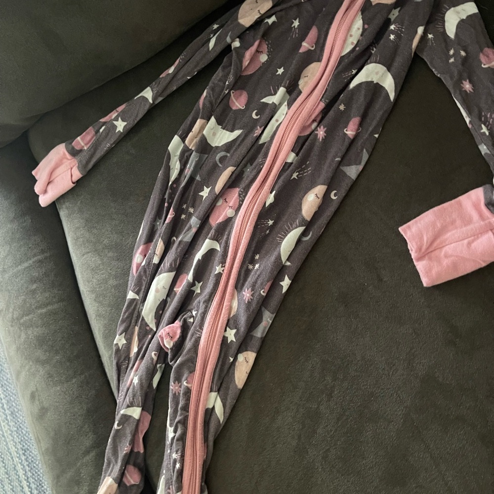 Little Sleepies Pink and Gray Moon Pajama Set